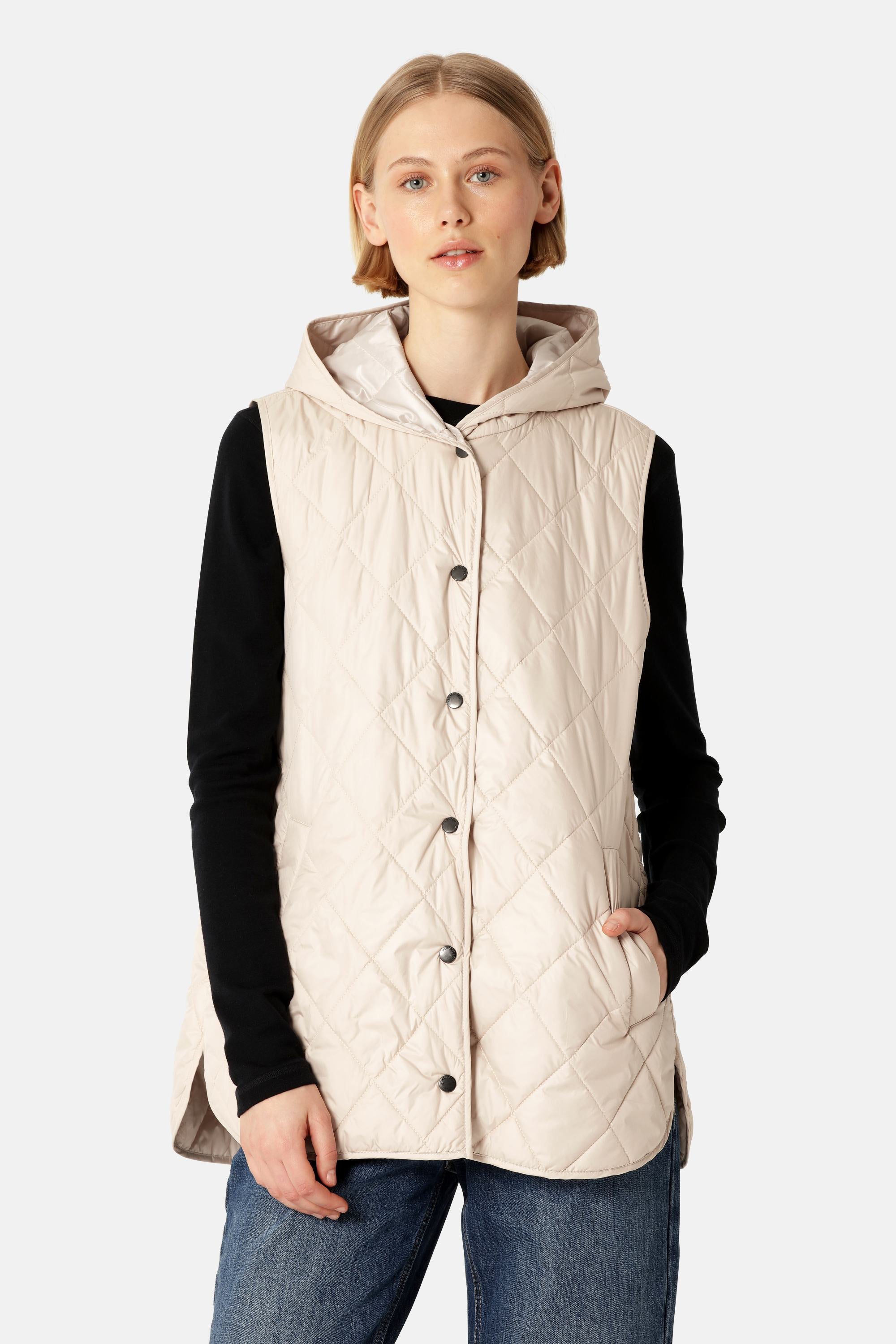 Quilted Long Vest - Light camel